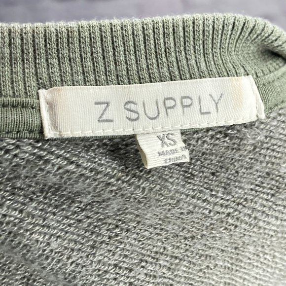 Z Supply XS Green Mason Palm Leaf Crop Pullover Soft Terry‎ Knit Sweatshirt Top - Picture 4 of 5